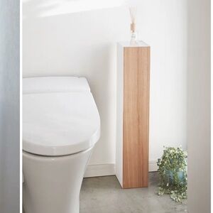 Yamazaki Rin slim toilet rack bathroom organizer steel / natural wood new in box